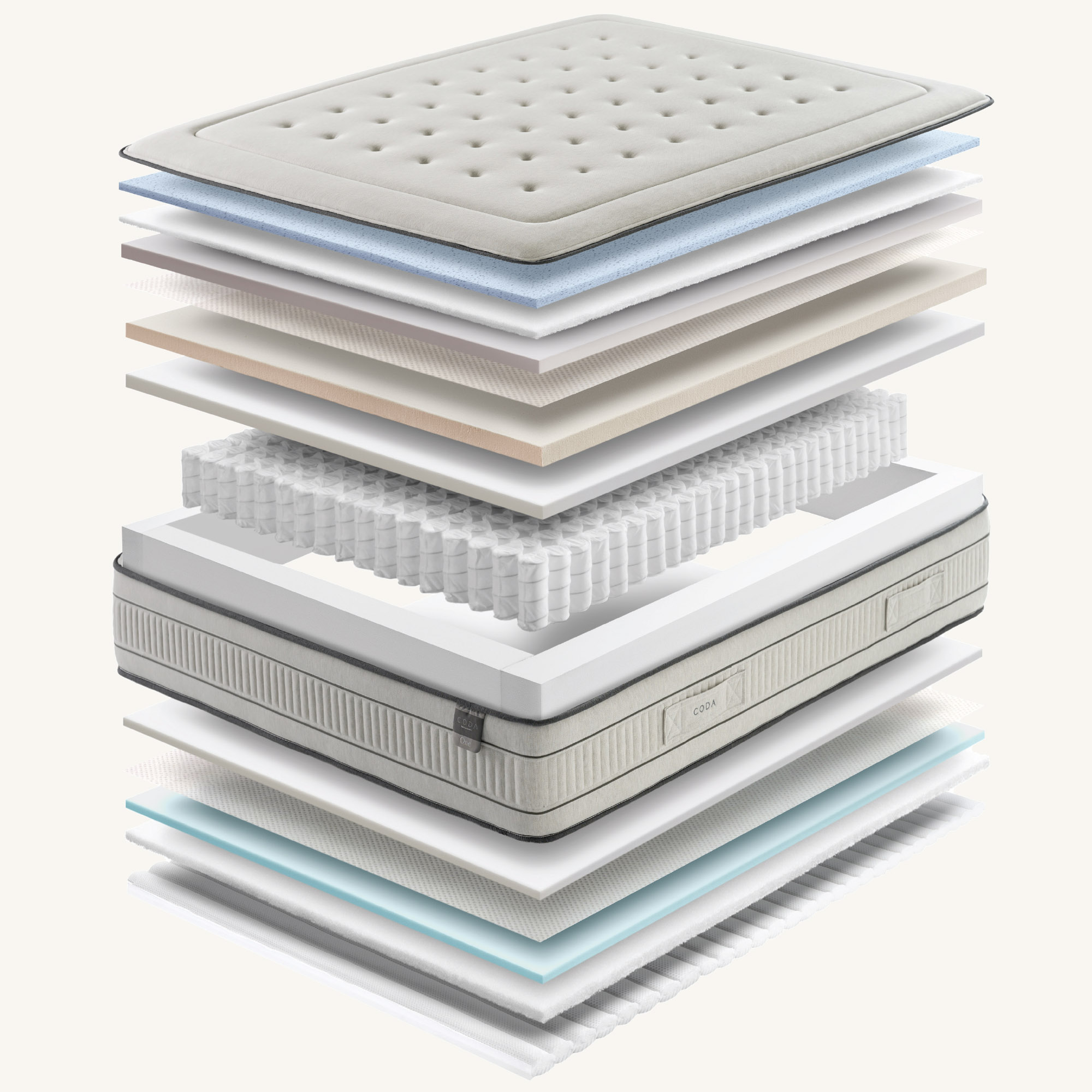 CODA One mattress exploded view showing internal layers